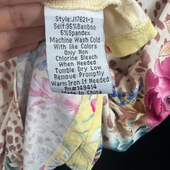 Johnny Was Wildflower Leopard Floral Swing Tee Boho Cottagecore Top Bamboo L - Picture 7 of 10